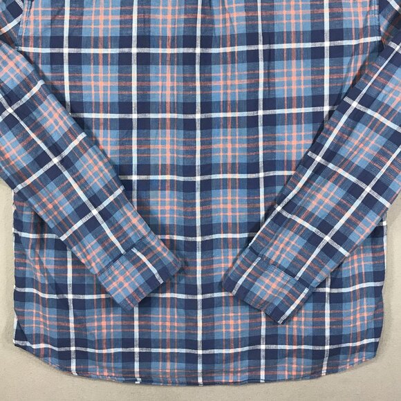 J Crew Shirt Men's XL Blue Orange Plaid Button Down Long Sleeve Pocket Cotton - Picture 7 of 12